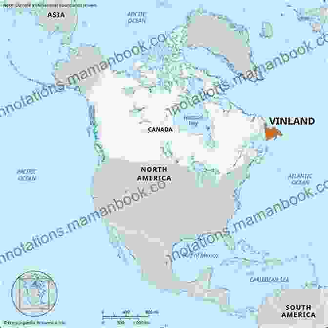 Map Depicting The Hypothetical Location Of Vinland, The Norse Paradise In America, Based On The Vinland Sagas. Vikings In America Graeme Davis